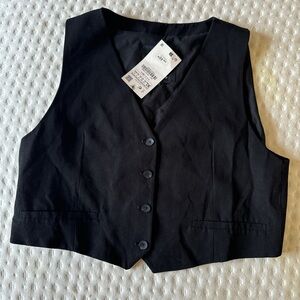 ZARA Women’s Black Button-Front Vest – XL